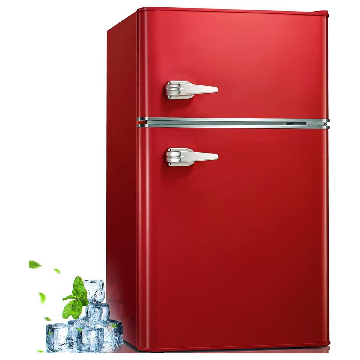 3.2 Cu.ft Double Doors Freestanding Mini Refrigerator with Freezer