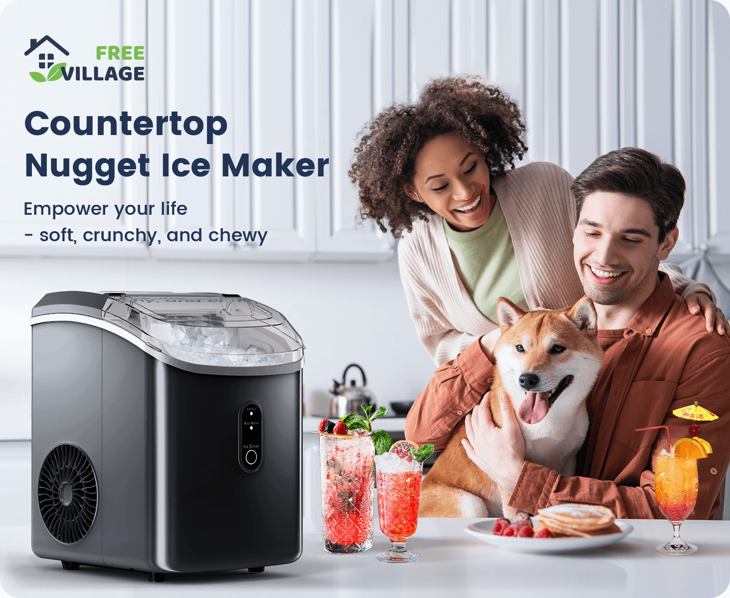 Nugget Sonic Ice Maker Stainless Steel – free village