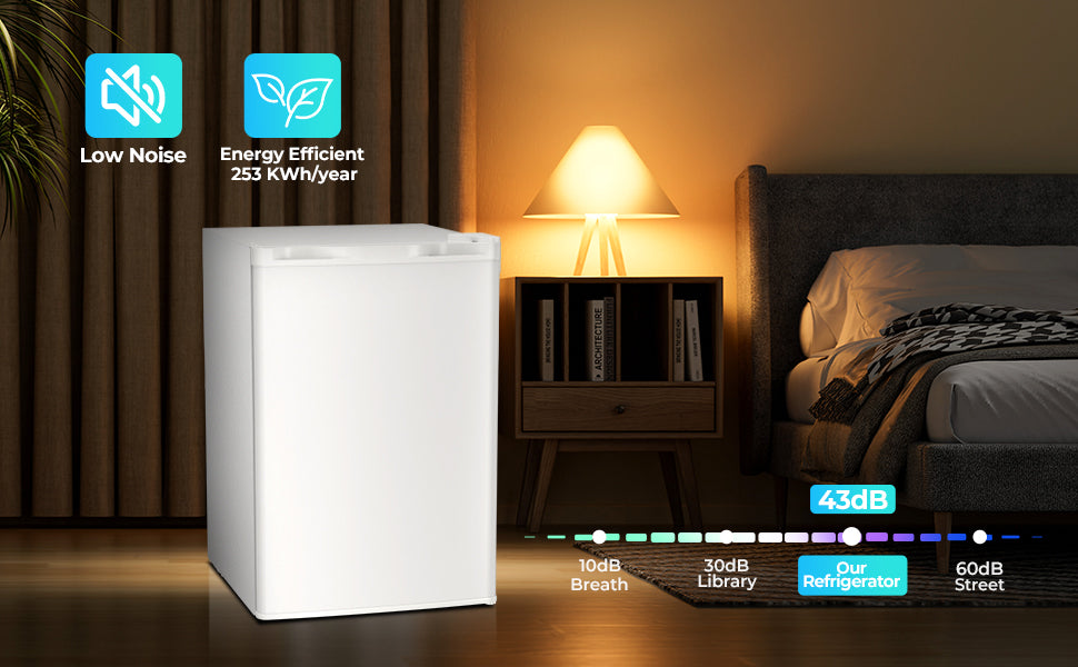 4.5 Cu.Ft Mini Fridge with Freezer and Reversible Door Adjustable Thermostat for Small Spaces