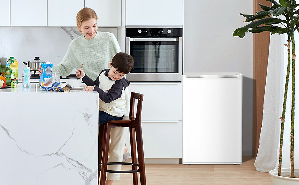 4.5 Cu.Ft Mini Fridge with Freezer and Reversible Door Adjustable Thermostat for Small Spaces