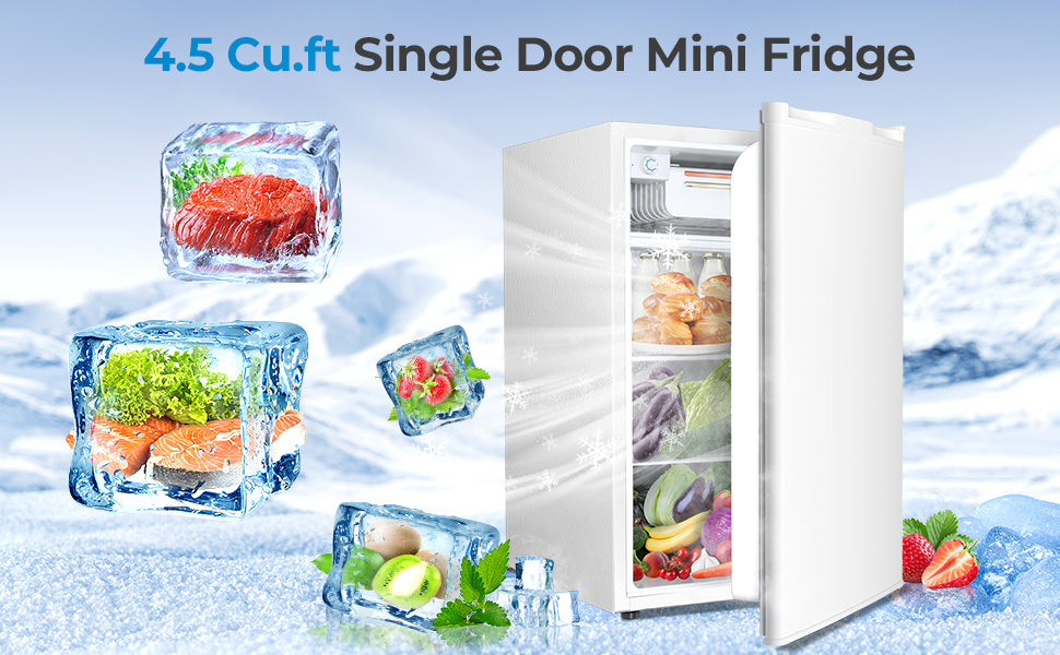 4.5 Cu.Ft Mini Fridge with Freezer and Reversible Door Adjustable Thermostat for Small Spaces