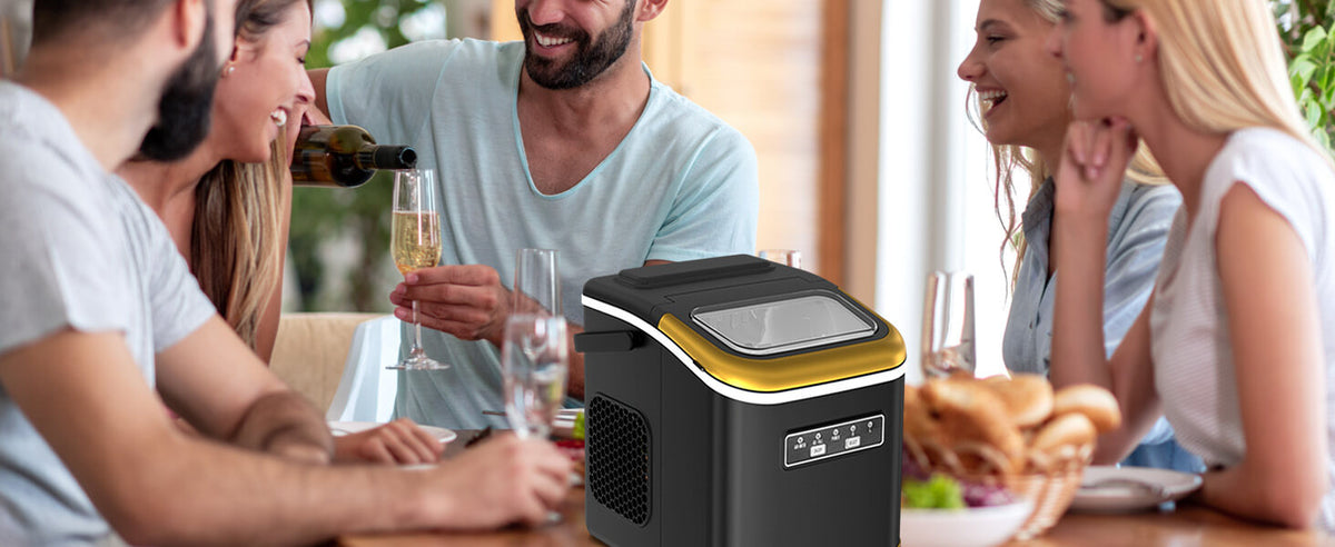 Countertop Ice Maker Machine 9 Cubes in 6 Minutes with 2 Size Ice and Self-Cleaning