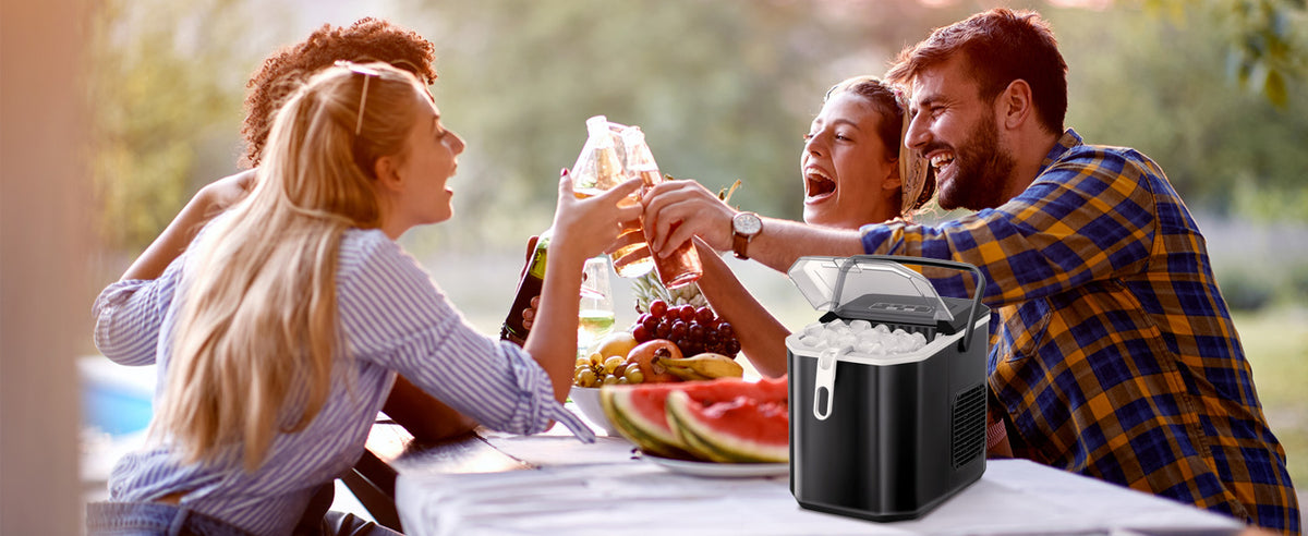 Countertop Ice Maker with S/L Bullet Ice and Handle 26 LBS/24H