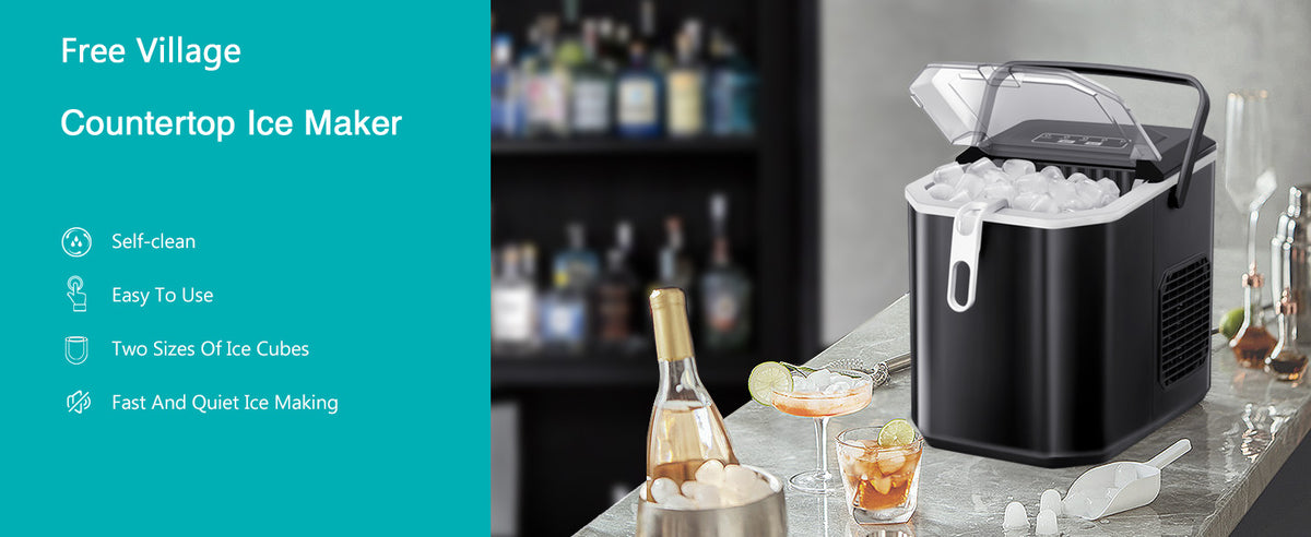 Countertop Ice Maker with S/L Bullet Ice and Handle 26 LBS/24H