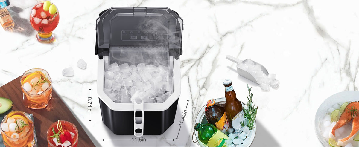 Countertop Ice Maker with S/L Bullet Ice and Handle 26 LBS/24H