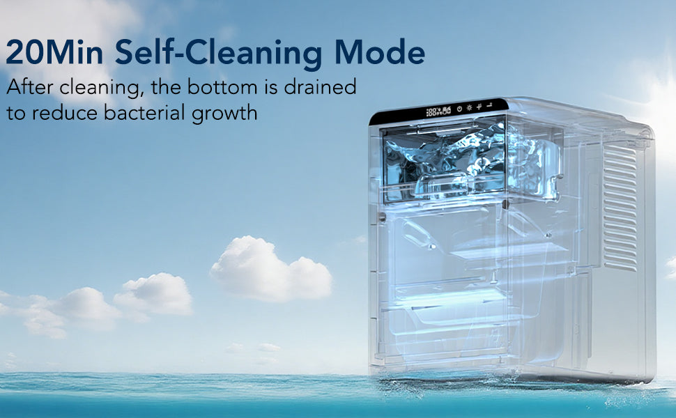 Crescent Ice Makers Countertop with Self-Cleaning 26Lbs/Day 16pcs in 12mins