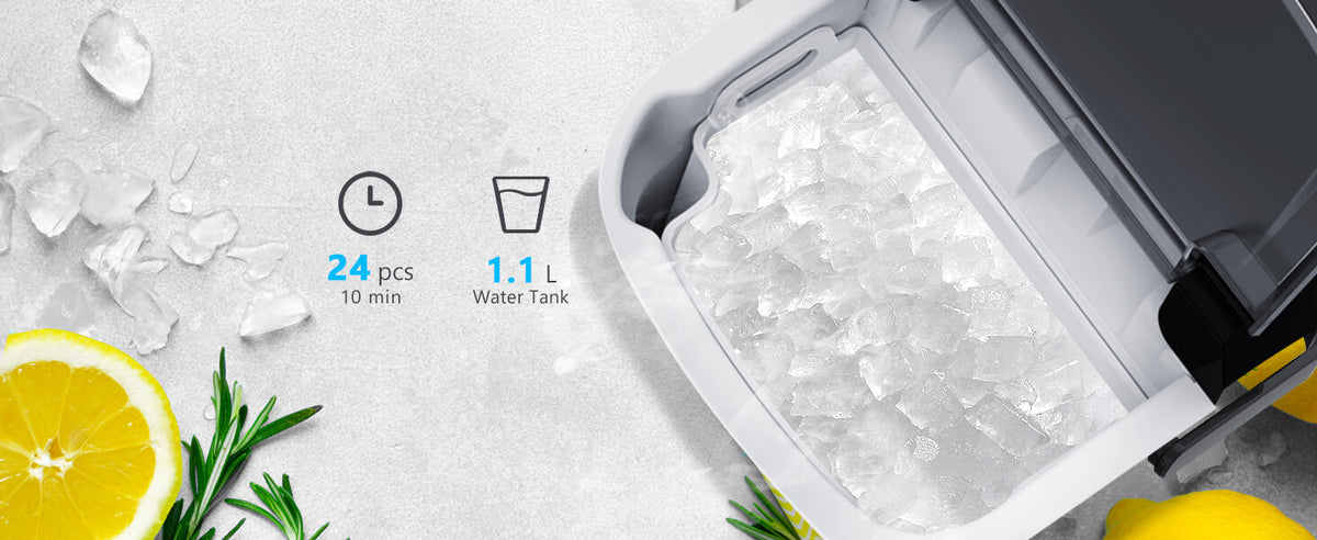 Nugget Ice Makers Countertop with Self-Cleaning and One-Click Operation