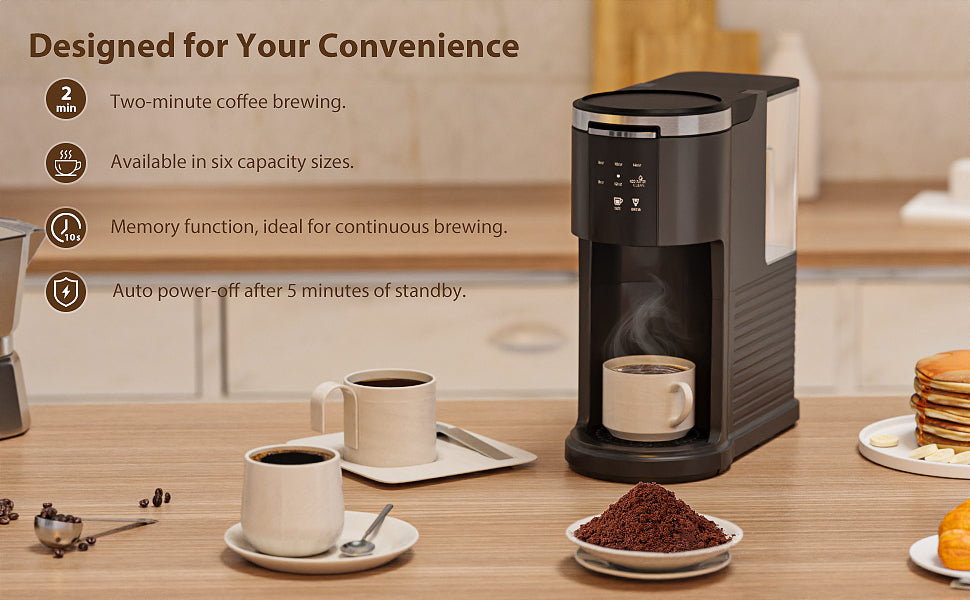 Single Serve Coffee Maker K Cup 2 in 1 Coffee Machine with Ground Coffee and Pods Coffee